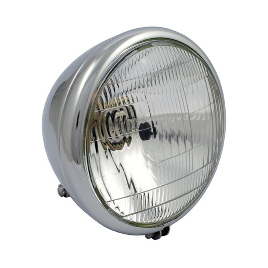 6-1/2" Bullet Style Headlamp. Chrome. 12v H4