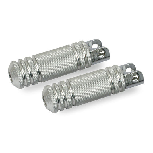 Knurled Aluminium Foot Pegs. Large Diameter. Polished