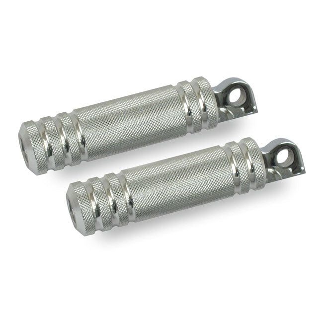 Knurled Aluminium Foot Pegs. Small Diameter. Polished