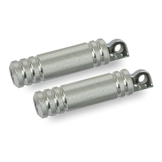 Knurled Aluminium Foot Pegs. Small Diameter. Polished