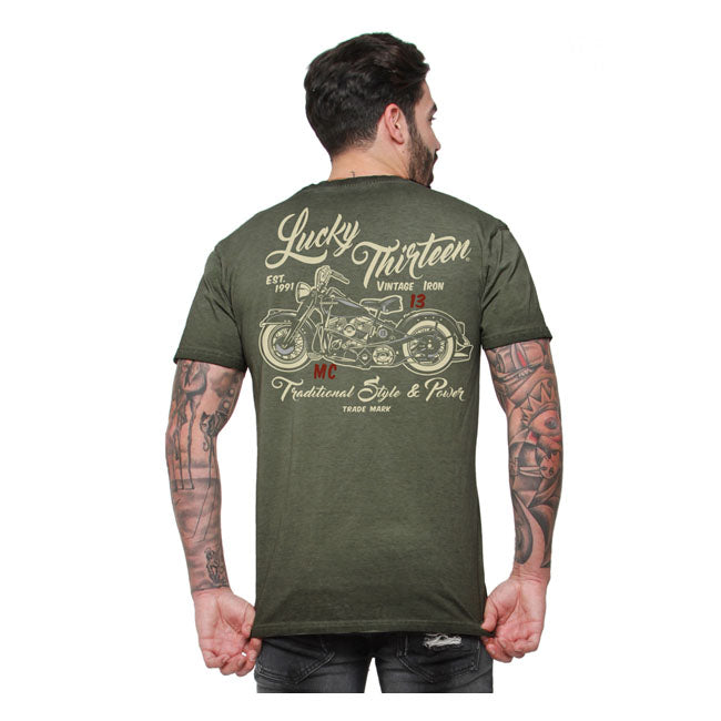 Lucky 13 Vintage Iron T-Shirt - Retro Green - image 1