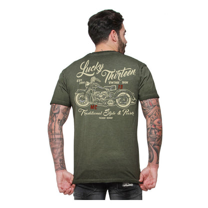 Lucky 13 Vintage Iron T-Shirt - Retro Green - image 1