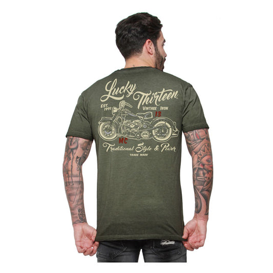 Lucky 13 Vintage Iron T-Shirt - Retro Green - image 1