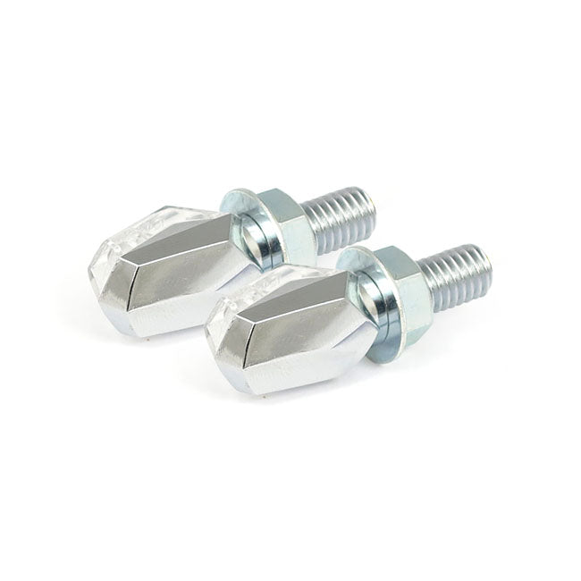 Tiny, LED Turn Signals. Chrome, Clear Lens