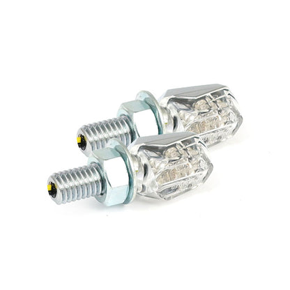 Tiny, LED Turn Signals. Chrome, Clear Lens