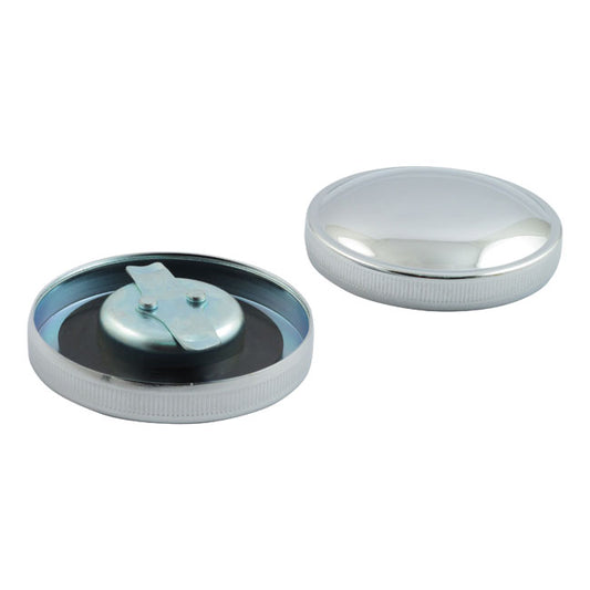 Gas Cap Set, Late Style. Chrome