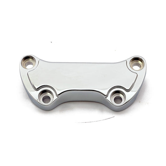 Handlebar Clamp Low Scalloped, with Skirt. Chrome