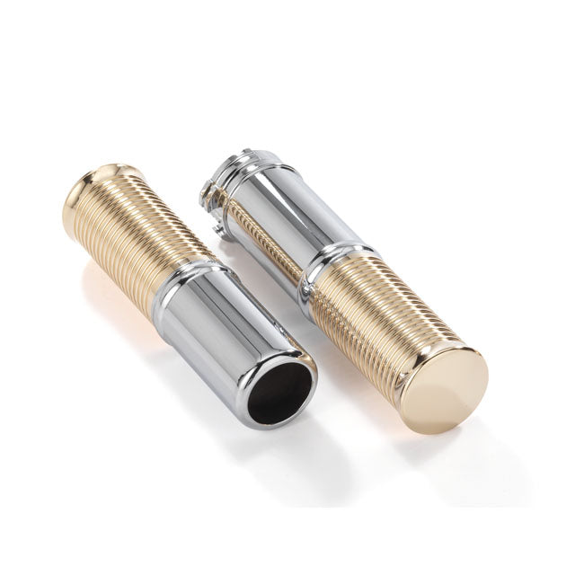 Kustom Tech FL handlebar grip set. polished aluminium/brass - Kustom Tech motorcycle part