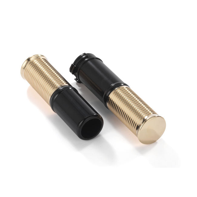Kustom Tech FL handlebar grip set. Black alu/polished brass - Kustom Tech motorcycle part