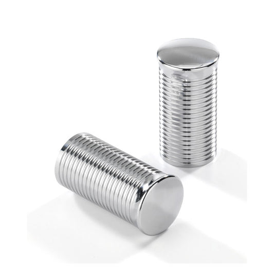 Kustom Tech FL handlebar grip ends. Ribbed chrome aluminium - Kustom Tech motorcycle part
