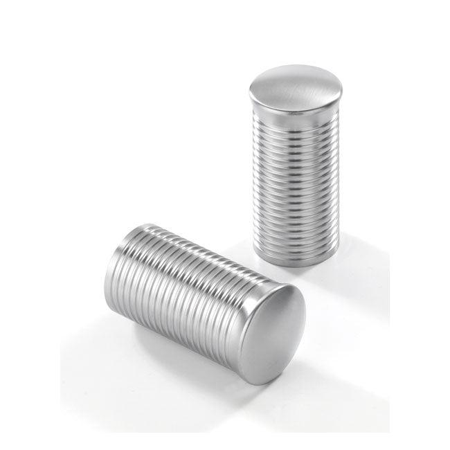 Kustom Tech FL handlebar grip ends. Ribbed satin aluminium - Kustom Tech motorcycle part