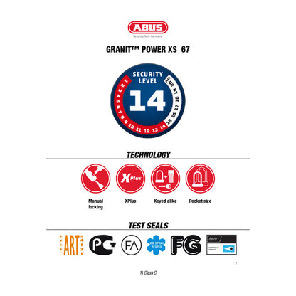 Abus, Granit Power XS 67 Padlock. Red