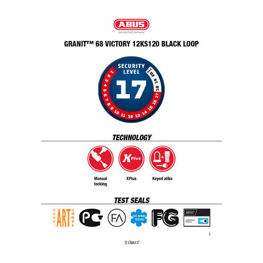 Abus, Granit Victory X-Plus & 12KS120 Black Loop Chain