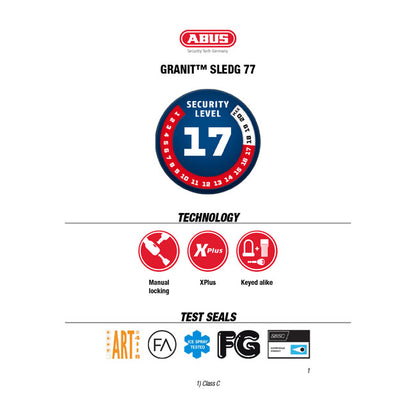 Abus, 77 Granit Sledg 'Grip Style' Disc Brake Lock. Black