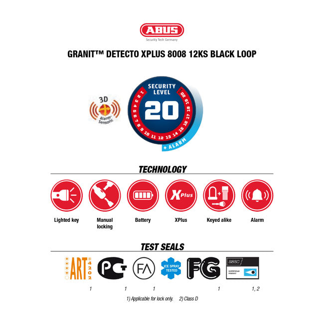 Abus, 8008 Disc Lock & 12KS120 Black Loop Chain