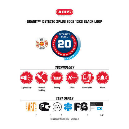 Abus, 8008 Disc Lock & 12KS120 Black Loop Chain