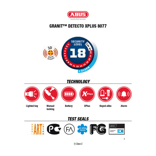 Abus, 8077 Granit Detecto XPlus 2.0 Disc Brake Lock. Blue