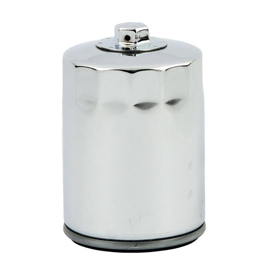 Spin-On Oil Filter, with Top Nut for M8. Chrome