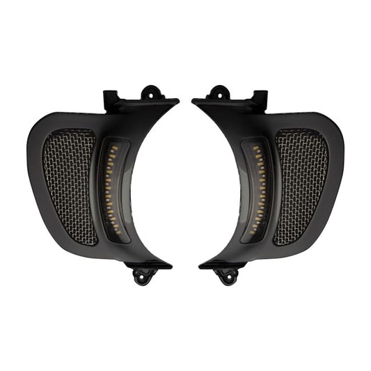 Custom Dynamics Road Glide LED vent inserts. Black - Custom Dynamics fairing accents at Pedro's Parts