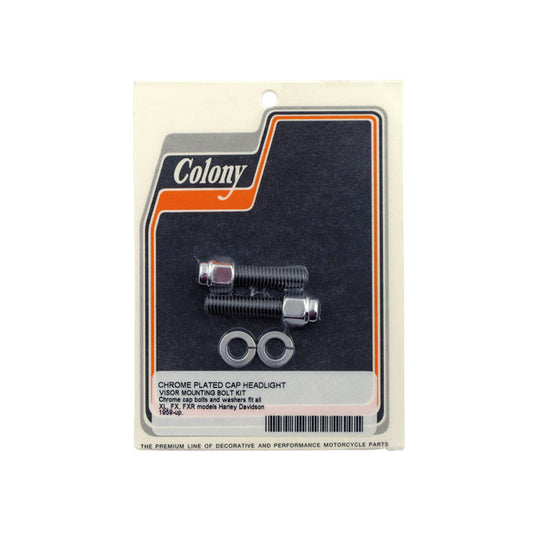 Colony, Headlamp Visor Mount Bolt Kit. Chrome Cap