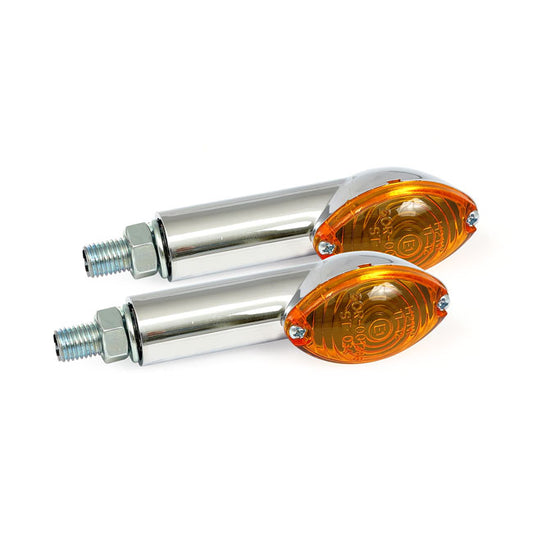 Cateye Mini Turn Signals 40mm Stem, Chrome with Amber Lens
