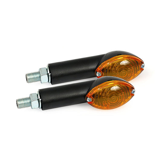 Cateye Mini Turn Signals 40mm Stem, Black with Amber Lens