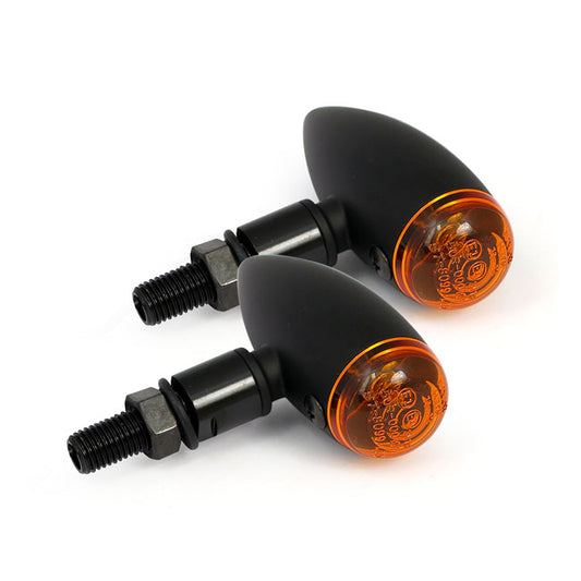 Micro Bullet, 12v Halogen Turn Signals. Black, Plain