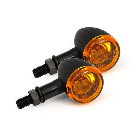 Mini Bullet, Halogen Turn Signals. Black, Grooved