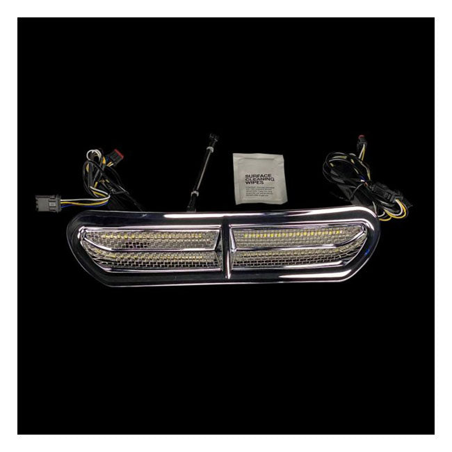 Custom Dynamics Batwing turn signal vent insert. Chrome - Custom Dynamics fairing accents at Pedro's Parts