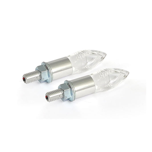 Crystal, LED Turn Signal Set. Silver Stem
