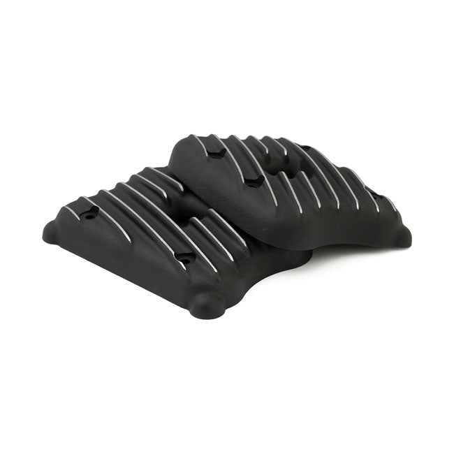 EMD, Sportster Ribster Rocker Cover Set. Black Cut