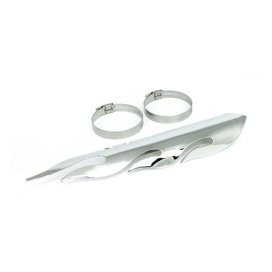 Flamed Heat Shield Set 12" Long Chrome