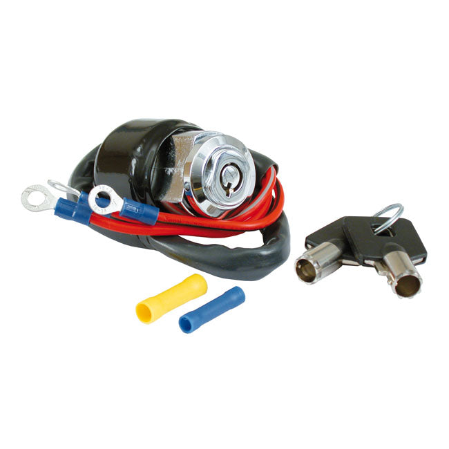 Dyna Style Ignition Switch, Round Key, 3-wire. Chrome