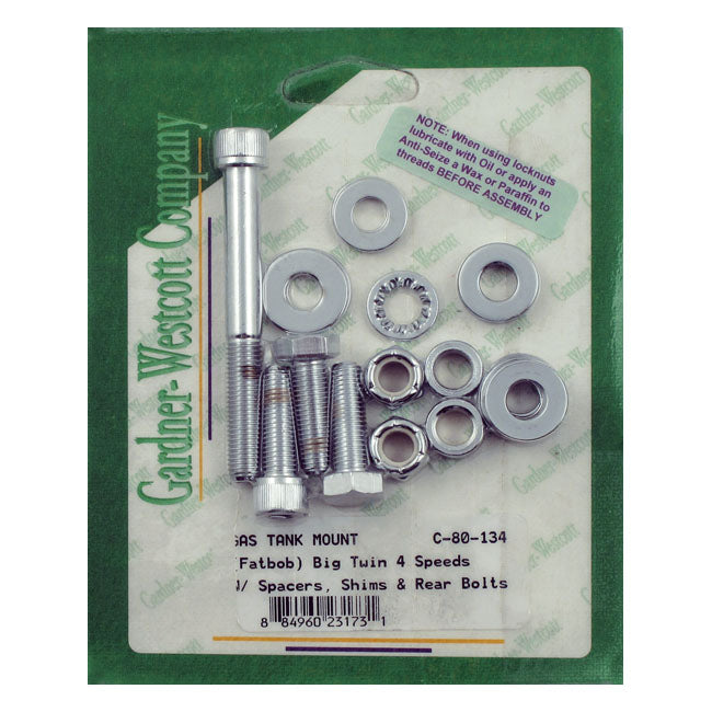 Gardner-Westcott, Gas Tank Mount Kit. Allen Head. Chrome