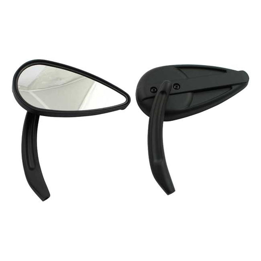 Retro Teardrop Mirror Set. Black, Aluminium Grooved Stem