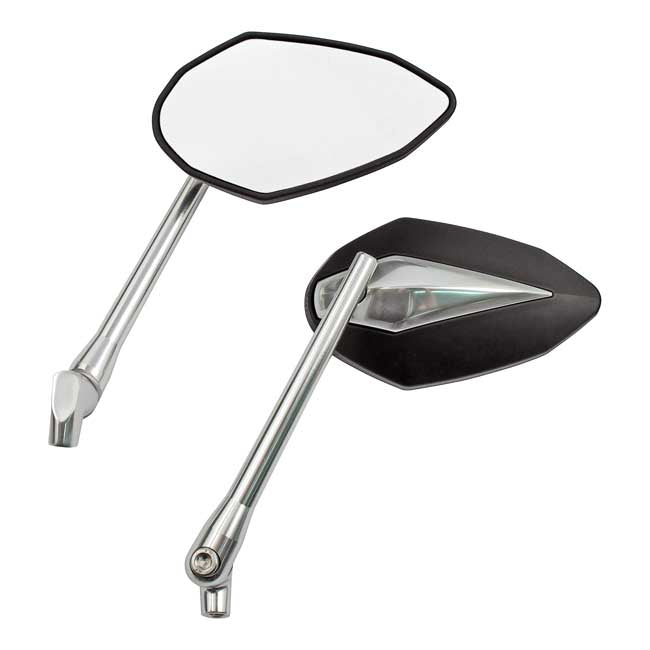'Double Deuce' Mirror Set. Black/chr. Head & Silver Alu Stem