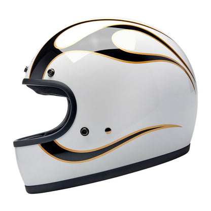 Biltwell Gringo helmet gloss white/black flames