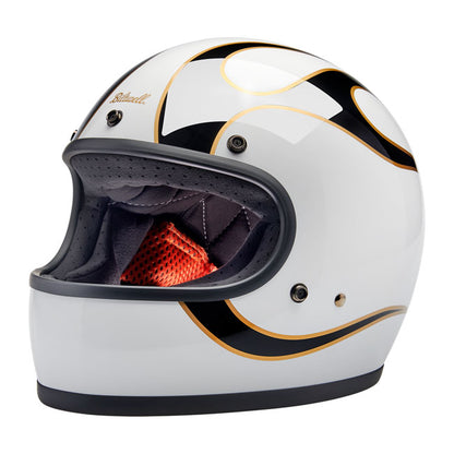 Biltwell Gringo helmet gloss white/black flames