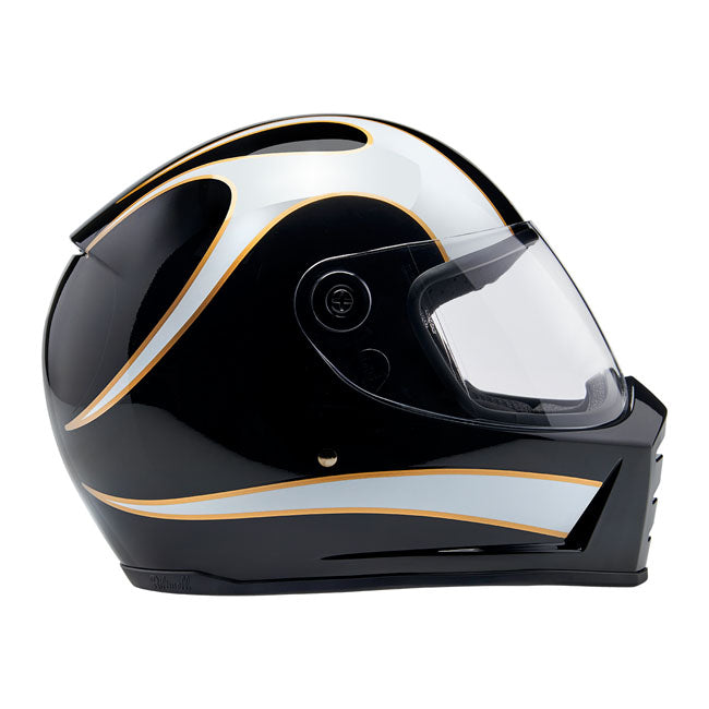 Biltwell Lane Splitter Helmet - White Flames - Helmets Full Face at Pedro’s Parts