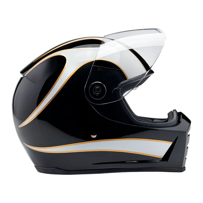 Biltwell Lane Splitter Helmet - White Flames - Helmets Full Face at Pedro’s Parts