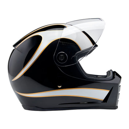 Biltwell Lane Splitter Helmet - White Flames - Helmets Full Face at Pedro’s Parts