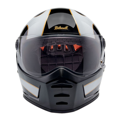 Biltwell Lane Splitter Helmet - White Flames - Helmets Full Face at Pedro’s Parts