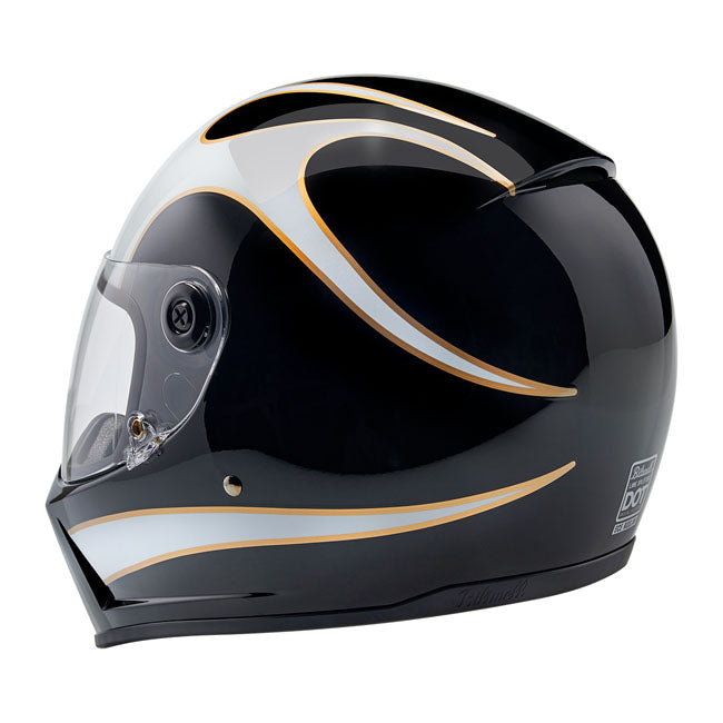 Biltwell Lane Splitter Helmet - White Flames - Helmets Full Face at Pedro’s Parts