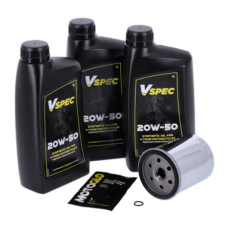 MCS, engine oil service kit. 20W50 Synthetic - Chrome Filter