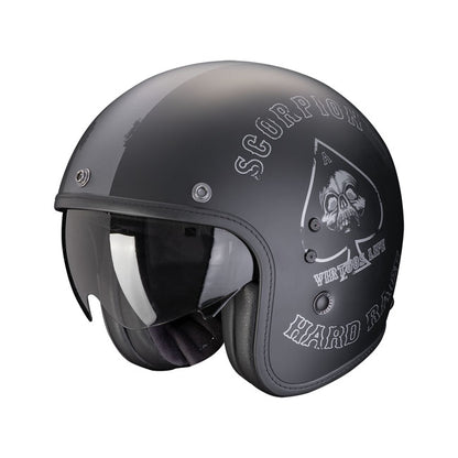 Scorpion Belfast Evo Helmet Matte Black/Silver - motorcycle helmets at Pedro's Parts