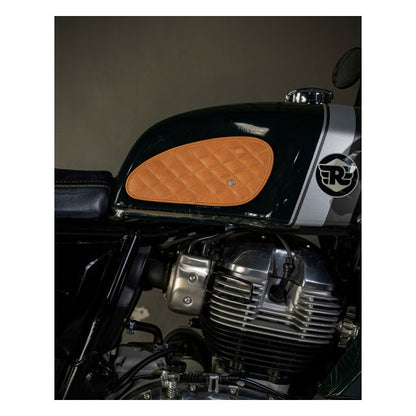 Trip Machine, Diamond Leather Gas Tank Pad Set. Tan