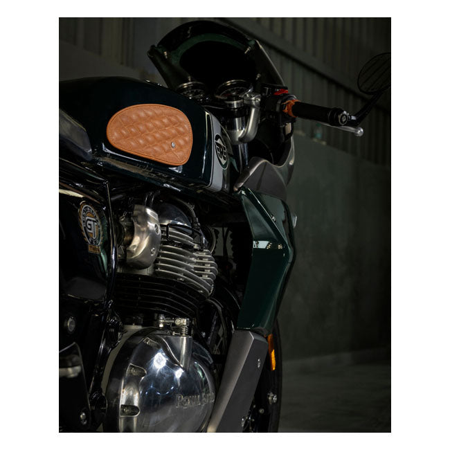 Trip Machine, Diamond Leather Gas Tank Pad Set. Tan
