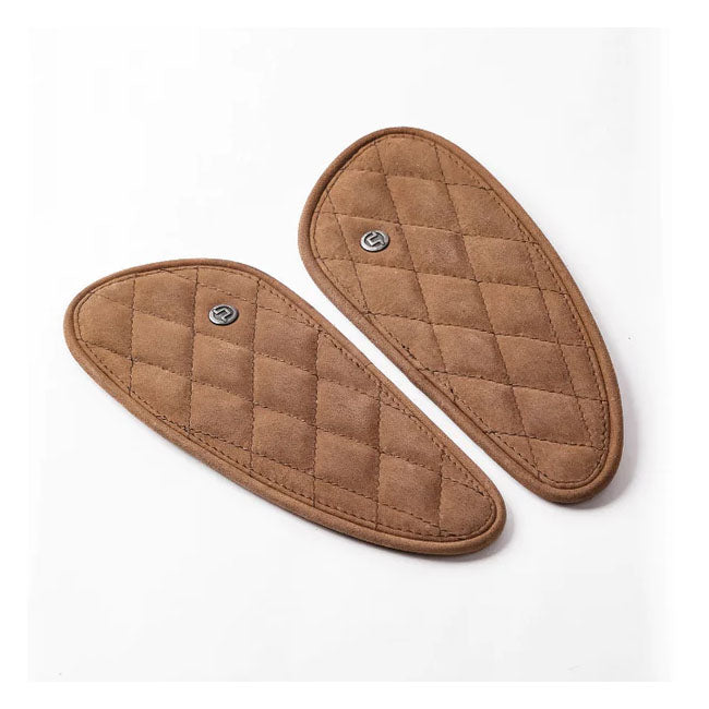 Trip Machine, Diamond Leather Gas Tank Pad Set. Tobacco