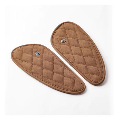 Trip Machine, Diamond Leather Gas Tank Pad Set. Tobacco