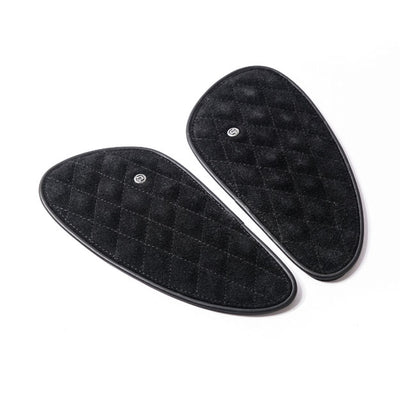 Trip Machine, Diamond Leather Gas Tank Pad Set. Black Suede